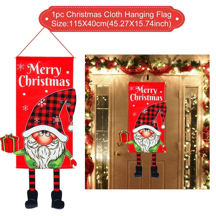 Christmas Outdoor Fan-shaped Flag Banner Christmas Decor for Home 2022 Cristmas Drop Ornament Xmas Navidad Gift New Year 2023
