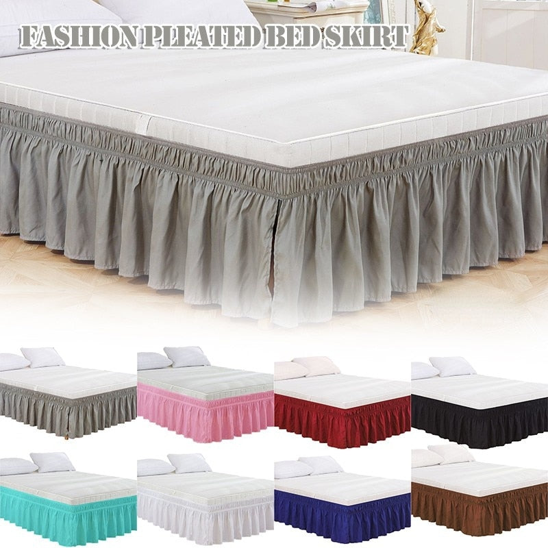 Hotel Room Bed Skirt Wrap Around Elastic Bed Skirts Without Bed Surface Twin /Full/ Queen/ King Size 38cm Height for Home Decor