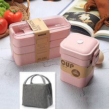 Load image into Gallery viewer, 900ml Healthy Material Lunch Box 3 Layer Wheat Straw Bento Boxes Microwave Dinnerware Food Storage Container Lunchbox
