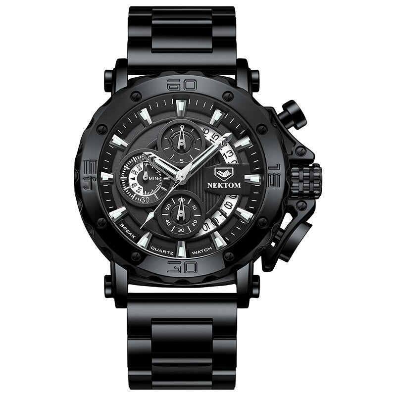 NEKTOM Men&#39;s Watches Quartz Watch Waterproof Watches Steel Strap Wristwatch Watches For Men Military Watch Clock Sports Watches
