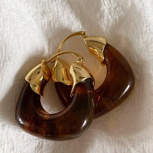 Load image into Gallery viewer, Trendy Transparent Resin Hoop Earrings for Women Girls Geometric Irregular Metal Acrylic Earrings Party Jewelry Korean Earrings