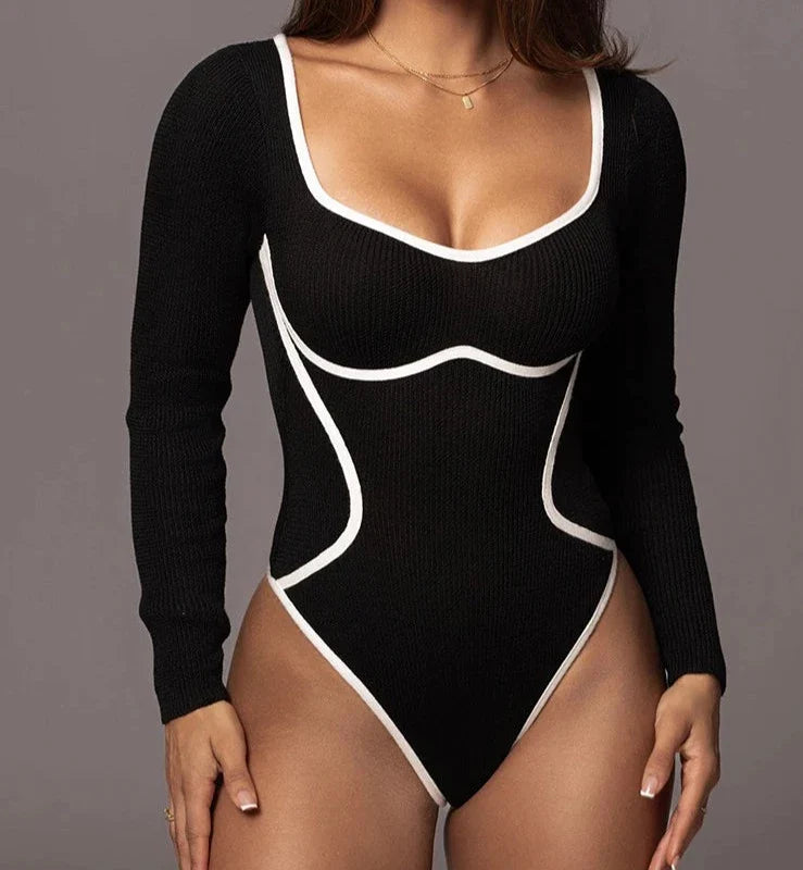 sealbeer A&A Ribbed Long Sleeve Square Collar Bodysuit