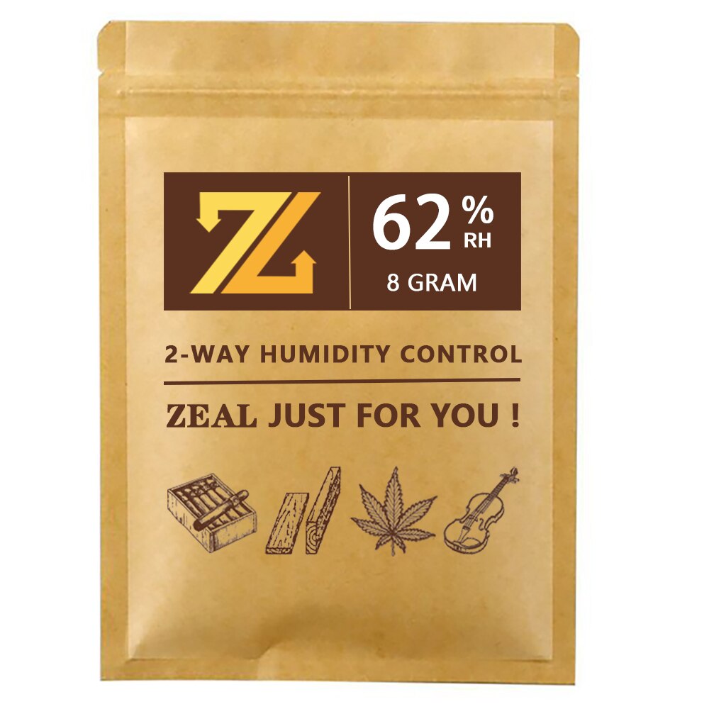 ZEAL RVB 62% 8g 2-Way Humidity Control  Professional Cigar Humidifier Packet Keeps Cigar Fresher for Longer by Essential Values