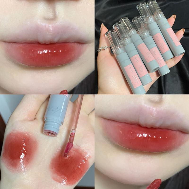 ELECOOL Pink Clear Mirror Water Lip Gloss Lip Glaze Transparent  Waterproof Glossy Liquid Lipstick Red Lip Tint Makeup Korean