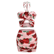 Load image into Gallery viewer, sealbeer A&amp;A Luxe Floral Mini Bodycon Two Piece Halterneck Skirt Set