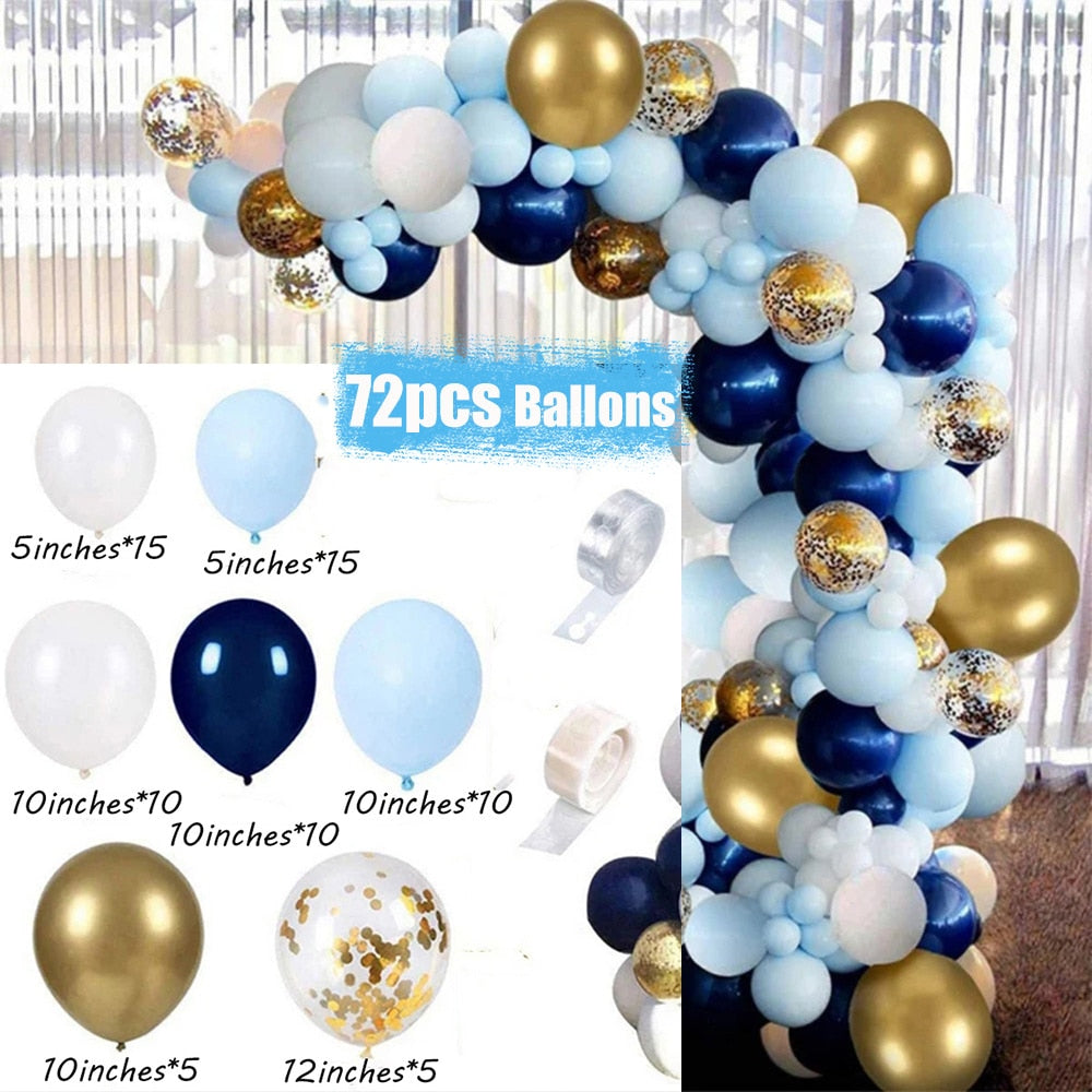 Baby Shower Birthday Balloons Blue Metallic Balloon Garland Arch Kit Welcome Girl Baptism Confetti Birthday Party Decoration