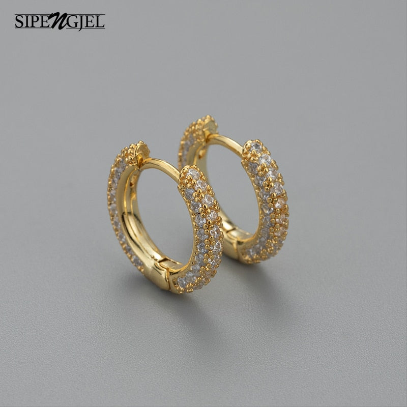 SIPENGJEL Korea Gold Color Circle Hoop Earrings For Women Small Hoops Ear Piercing Earrings Jewelry Pendientes Mujer aretes