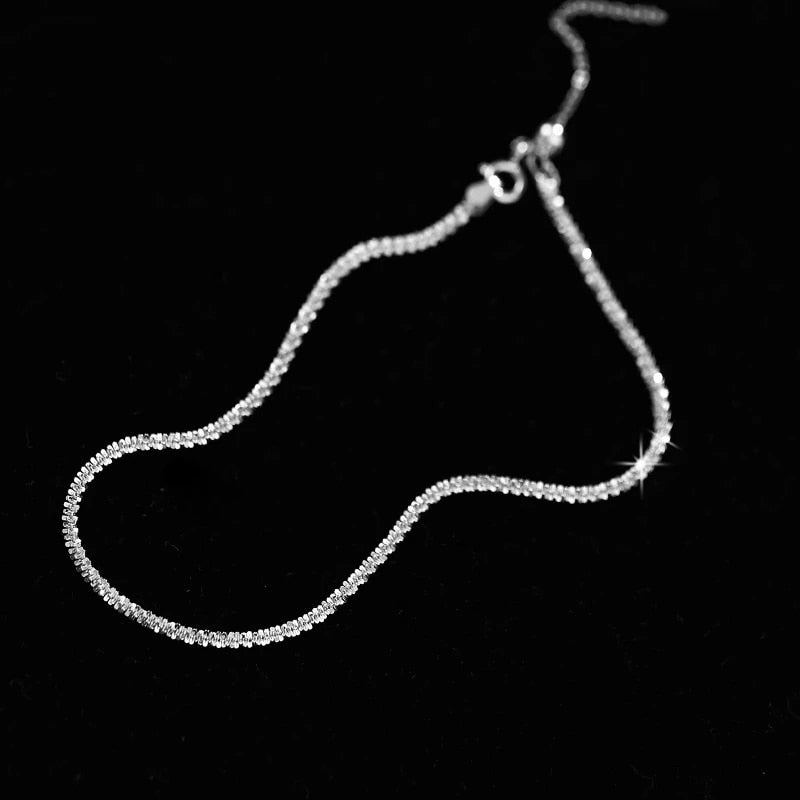 Sparkling Gypsophila Anklet 925 Sterling Silver Adjustable Chain Simple Fashion Fine Jewelry for Women