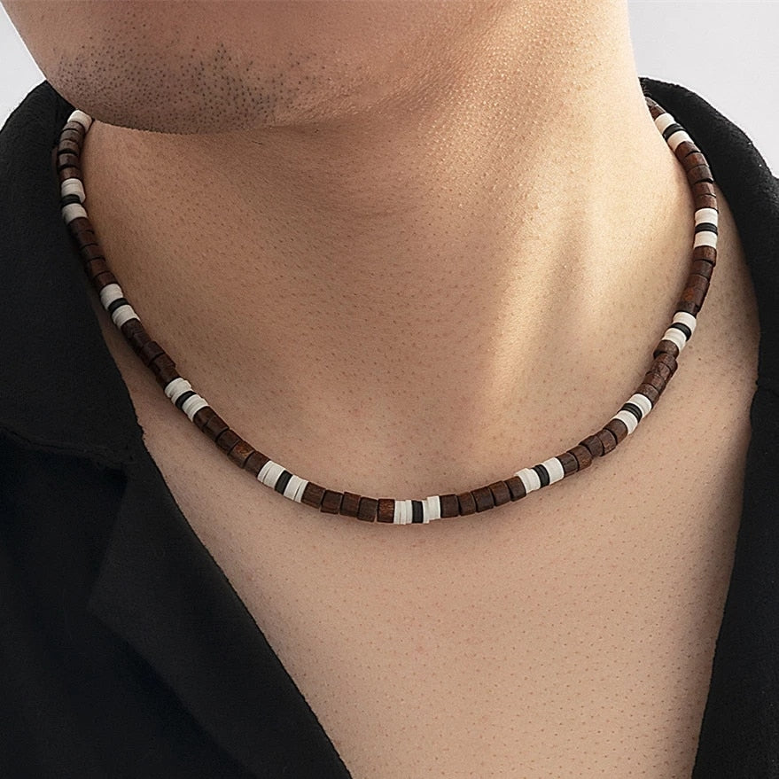 IngeSight.Z White Black Color Soft Clay Beads Choker Necklaces for Women Men Simple Minimalist Collar Necklaces Jewelry Gifts