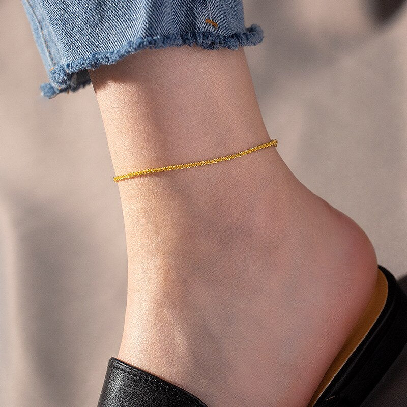 New Punk Jewelry Chain Ankle Bracelet on Leg Foot Jewelry Gold Color Shiny  Extenders Charm Anklet Set for Women Accessories