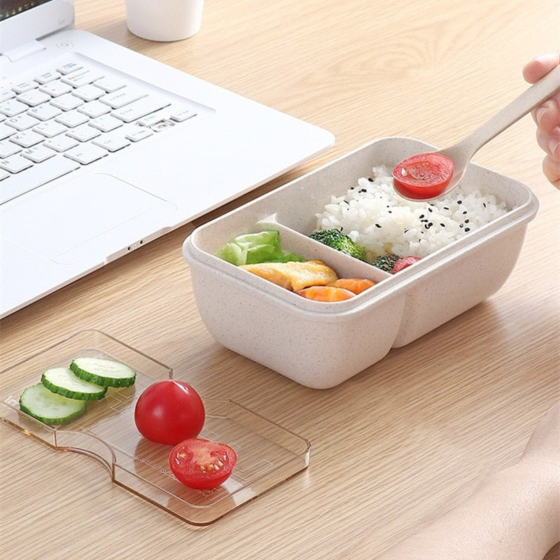 1100ml Healthy Material Lunch Box Wheat Straw Japanese-style Bento Boxes Microwave Dinnerware Food Storage Container