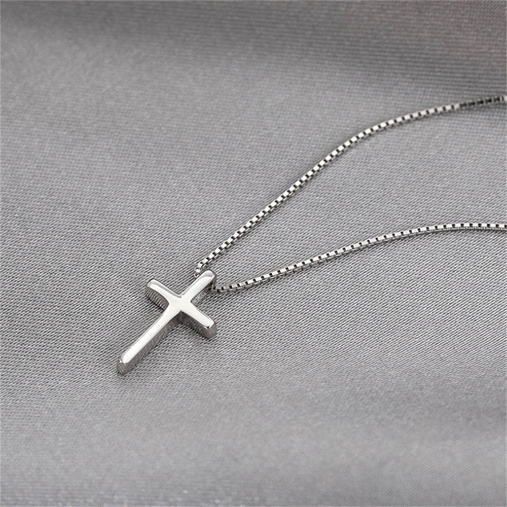 🌹 Silver Color Stainless Steel Jewelry Necklace Cross Pendant Necklace for Women Crucifix Christianity Jesus Necklace Chains
