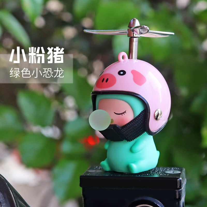 Motorcycle Bicycle Ornament Cycling Cute Cartoon Adult Child with Helmet Airscrew Bike Decoration Car Accessories Interior