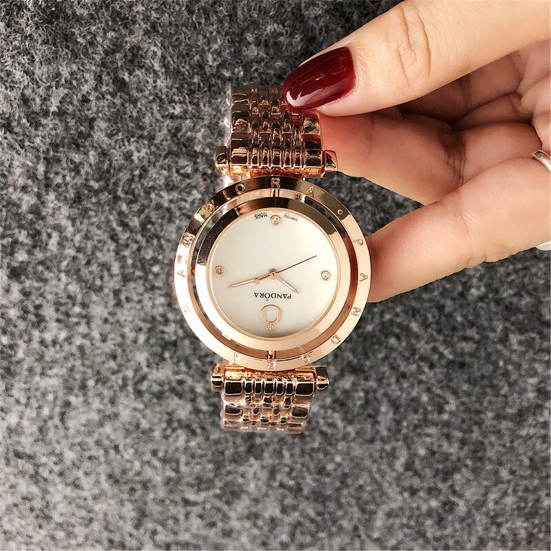 Luxury brand Quartz Wrist Dress Women Watches Silver Bracelet Ladies Watch Stainless Steel Clock Casual pandoraes Watch 18