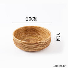 Load image into Gallery viewer, Hand-woven Rattan Wicker Basket Fruit Tea Snack Bread Basket Cosmetic Rectangular Storage Box Household Kitchen Supplies