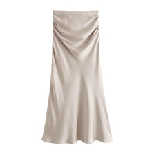 Load image into Gallery viewer, sealbeer A&amp;A Satin A-Line Vintage High Waist Midi Skirt