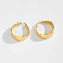 Load image into Gallery viewer, sealbeer A&amp;A Stainless Steel Gold Plated Wide Hoop Earrings
