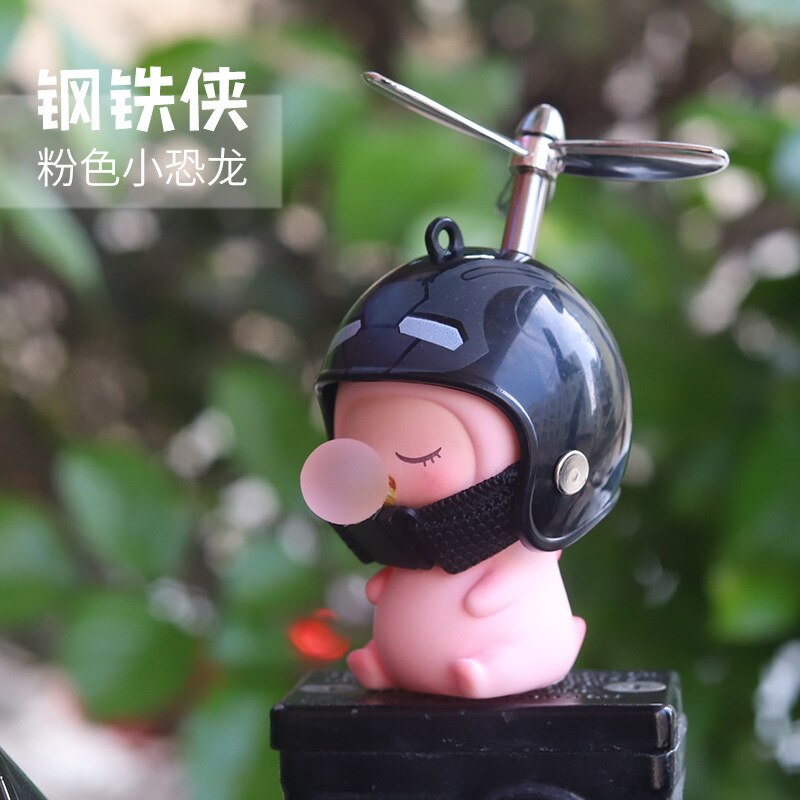 Motorcycle Bicycle Ornament Cycling Cute Cartoon Adult Child with Helmet Airscrew Bike Decoration Car Accessories Interior