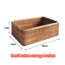 Load image into Gallery viewer, Hand-woven Rattan Wicker Basket Fruit Tea Snack Bread Basket Cosmetic Rectangular Storage Box Household Kitchen Supplies