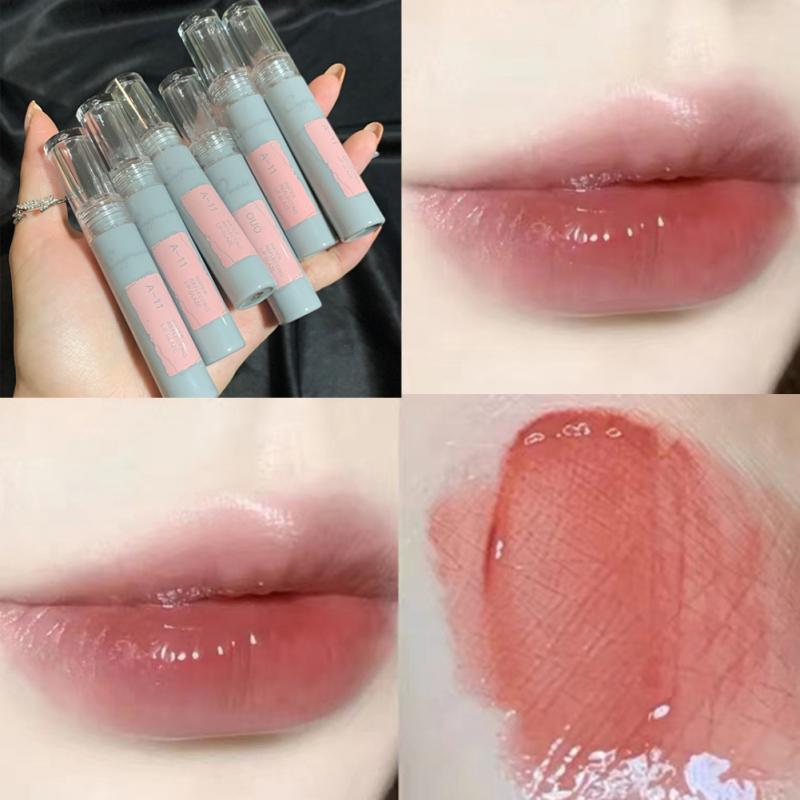 ELECOOL Pink Clear Mirror Water Lip Gloss Lip Glaze Transparent  Waterproof Glossy Liquid Lipstick Red Lip Tint Makeup Korean