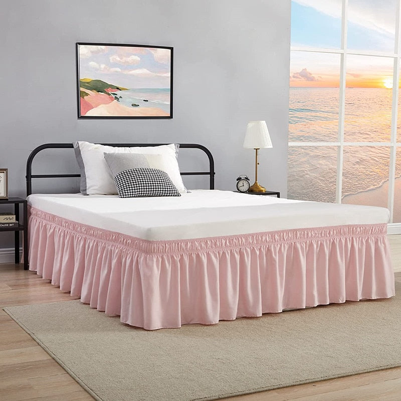 Top Selling Affordable Solid Color Wrap Around Ruffled Bed Skirt with Stong Elastic -Fade Resistant Fabric 15 Inch High