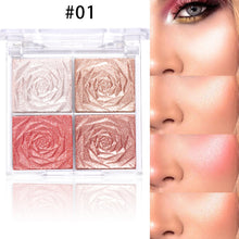 Load image into Gallery viewer, 4 Colors Rose Diamond Highlighter Powder Palette Glitter Face Contour Brighten Makeup Shimmer Illuminate High Light Cosmetic