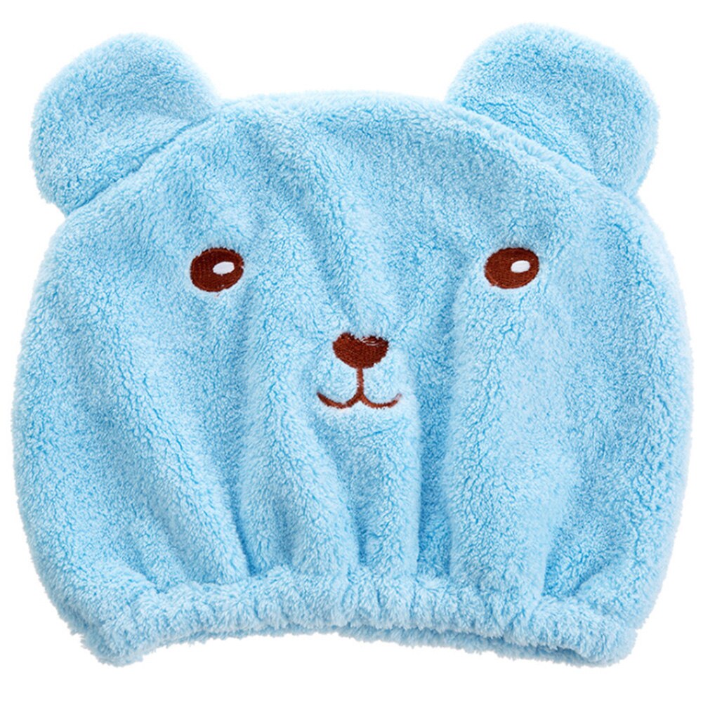 New Dry Hair Cap Towel Strong Absorbing Cute Bear Hat Quick-dry Cartoon Head Wrap Soft Shower Cleaning Supplies Home Hair Drying