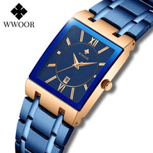 Load image into Gallery viewer, Relogio Feminino 2022 WWOOR New Women Watches Top Brand Luxury Blue Women&#39;s Bracelet Square Watch Ladies Dress Quartz WristWatch