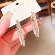 Load image into Gallery viewer, Asymmetric sweet pink diamond flower light luxury stud earrings For Women Korean Fashion earring birthday Party Jewelry Gifts