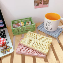Load image into Gallery viewer, Mini foldable plastic storage box student desktop organizer hand account tape stationery skin care products small storage basket