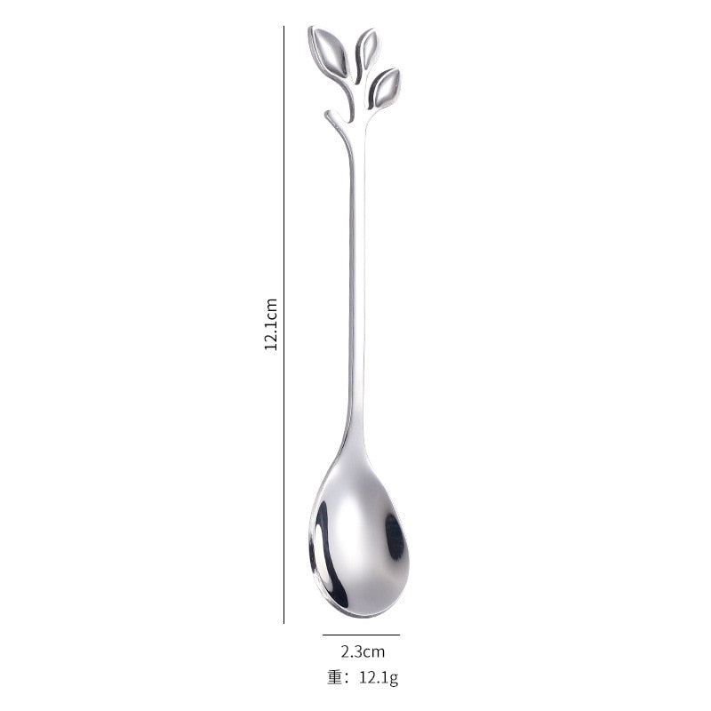 1/5PCS Creative Personality Stainless Steel Gold Spoons Tree Leaf Spoon Coffee Spoon Tea Spoon Home Restaurant Dessert Cucharas