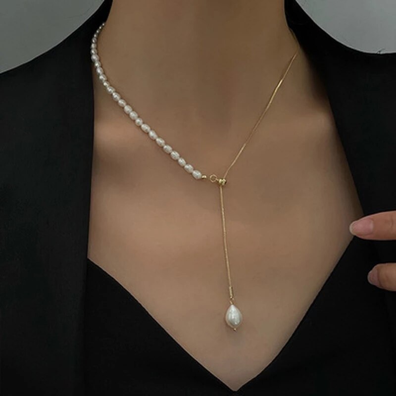 Minar Multiple French Natural Freshwater Pearl Necklace for Women Elegant Irregular Pearls Chokers Necklaces Wedding Jewelry