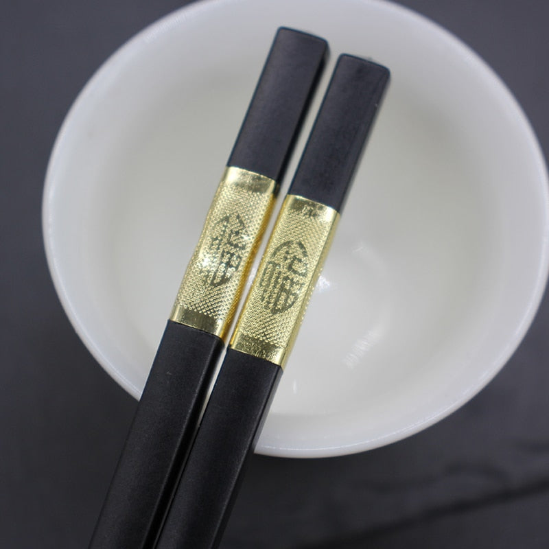 1 Pair Chinese style chopsticks tableware food stick  alloy  Catering utensils sushi sticks Non-slip Household Kitchen Utensils