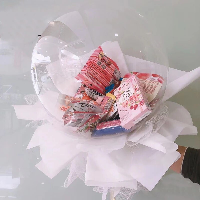 5Pcs 30inch Transparent Bobo Ballons Fillable Baloon Snack Gift Bouquet for Birthday Wedding Decors Gift Box DIY Clear Balloon