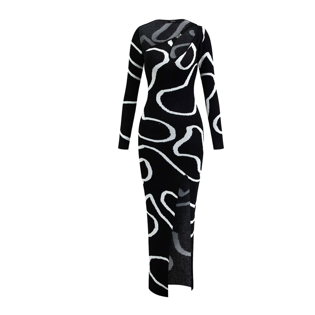 sealbeer A&A Asymmetric Cut Out Shoulder And Thigh Split Maxi Dress