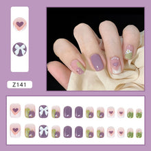 Load image into Gallery viewer, 24PCS/Box Bowknot Rabbit Pattern Pearl Short Square Designer Fashion Design French Style Full Covering Pressed Fake Nails