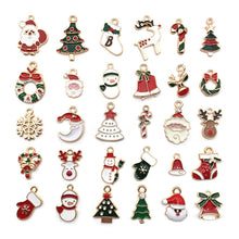 Load image into Gallery viewer, 96 Christmas Enamel Dripping Alloy Diy Jewelry Accessories Santa Claus Snowman Bell Earrings Bracelet Small Pendant
