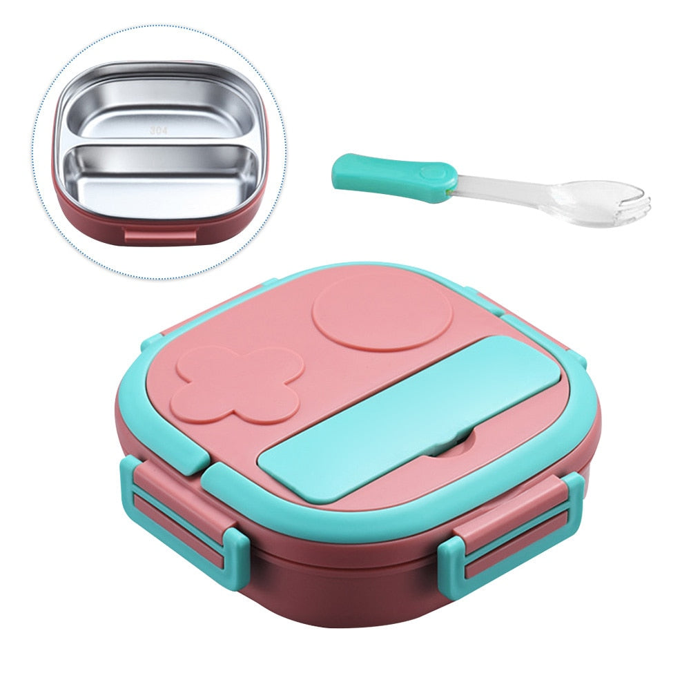 550ML Kids Baby Bento Stainless Steel Leakproof School Lunch Box Travel Lid Food Storage Anti Slip Portable Outdoor Picnic