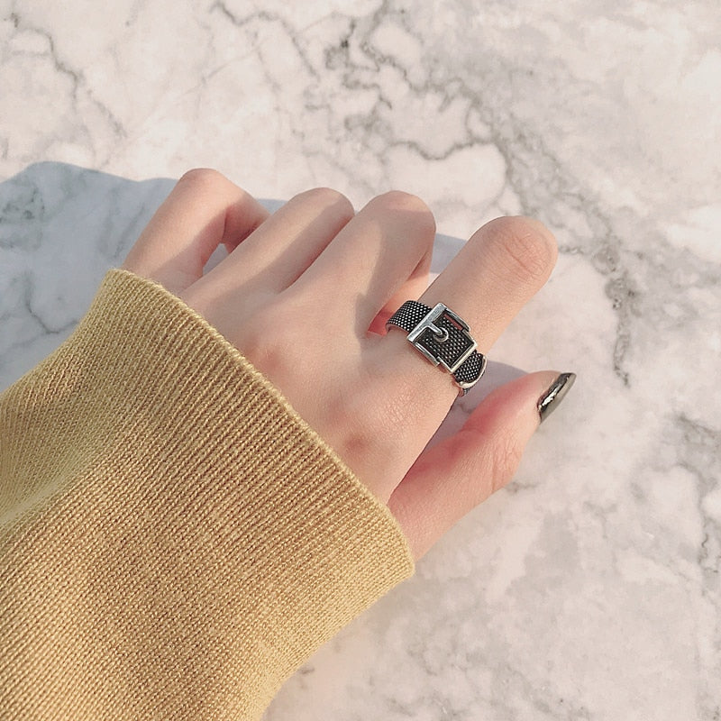 Punk Irregular Liquid Lava Open Ring Women Vintage Silver Color Metal Ring Cuff Hip Hop Personality Simple Fidget Ring Jewelry