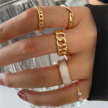 Load image into Gallery viewer, Korean Cute Acrylic Crystal Beaded Rings Set For Women Adjustable Rope Chain Finger Ring Knuckle Jewelry Sweet Aesthetic Gifts