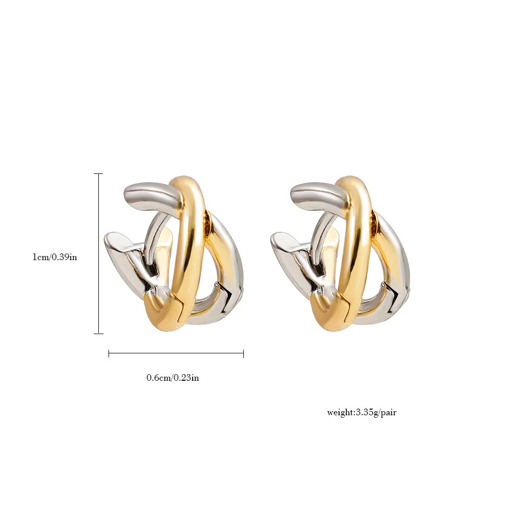 sealbeer A&A Gold Plated Silver/ Gold Metal Criss-cross Earrings