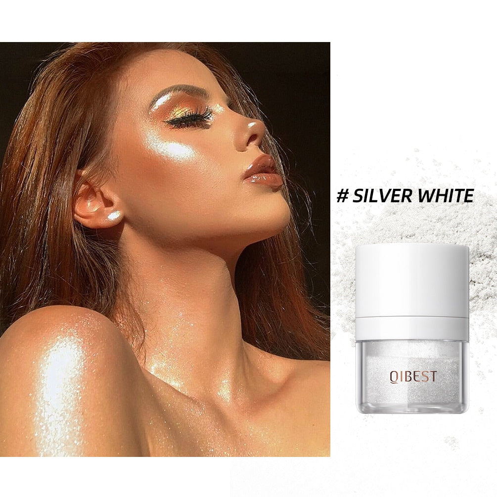 QIBEST 3 Color Highlighter Powder Glitter Powder Shimmer Contour Blush Powder Makeup For Face Eye Lip Hair Body Highlight Powder