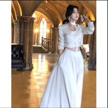 Load image into Gallery viewer, sealbeer French White Long Sleeve 2 Piece Set for Women Autumn New Elegant Fashion Short Top High Waist Long Skirt Suit Female Clothing