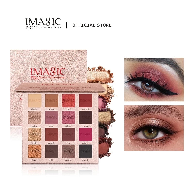 IMAGIC New Arrival Charming Eyeshadow 16 Color Makeup Palette Matte Shimmer  Pigmented Eye Shadow Powder