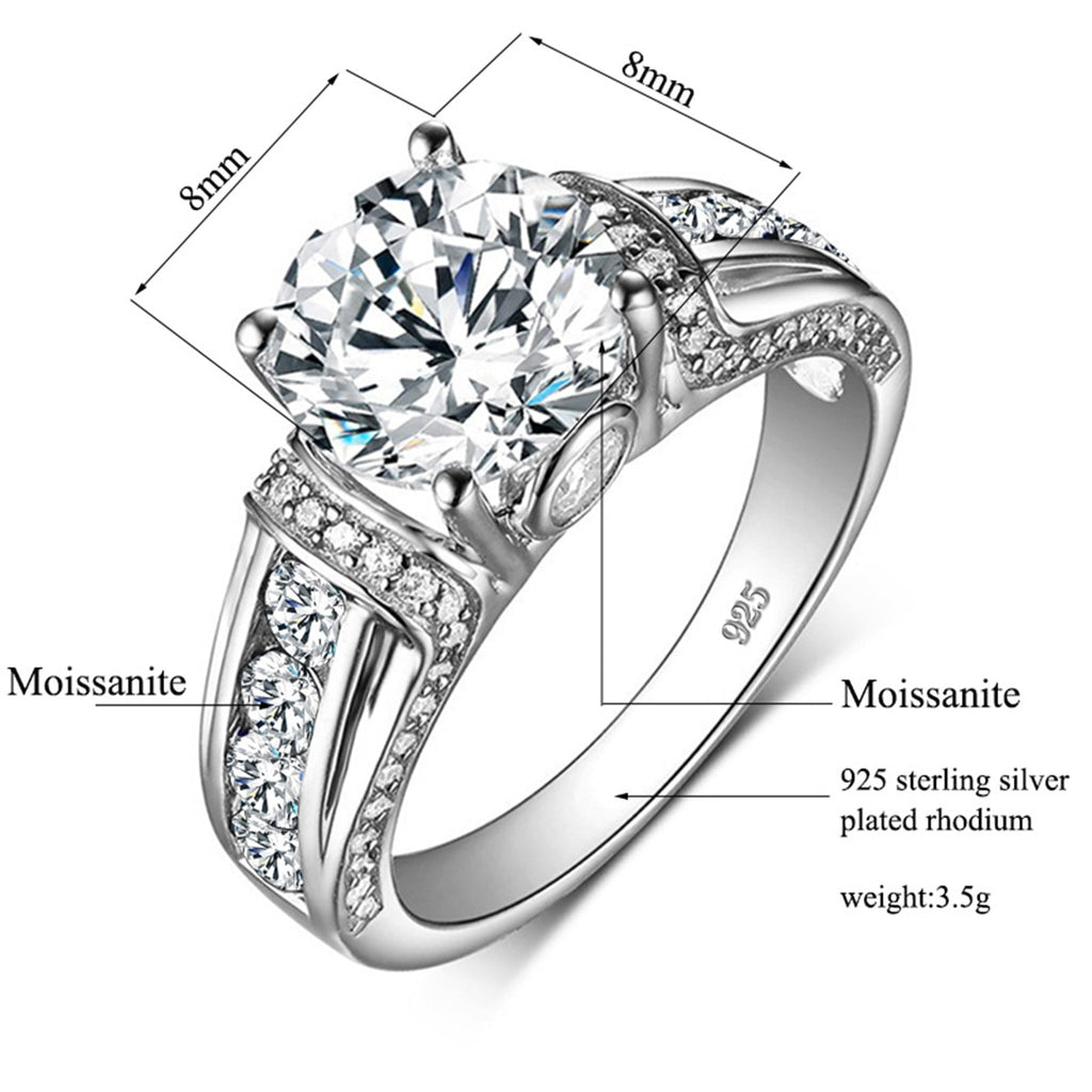 Real 2 Carats Moissanite Rings For Women Pure 925 Sterling Silver Wedding Band Luxury Female Jewelry Accessories 2022 Trend Gift