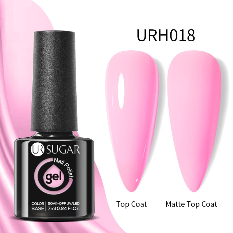 UR SUGAR 7ml Milky Jelly White Glitter Rubber Base Gel Polish Pink Nude Color Soak Off UV LED Self-leveling Gel Varnish Manicure
