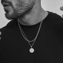 Load image into Gallery viewer, Vnox Layered Necklaces for Men, Sailing Travel Compass Pendant, Stainless Steel Cuban Figaro Wheat Chain, Casual Retro Collar