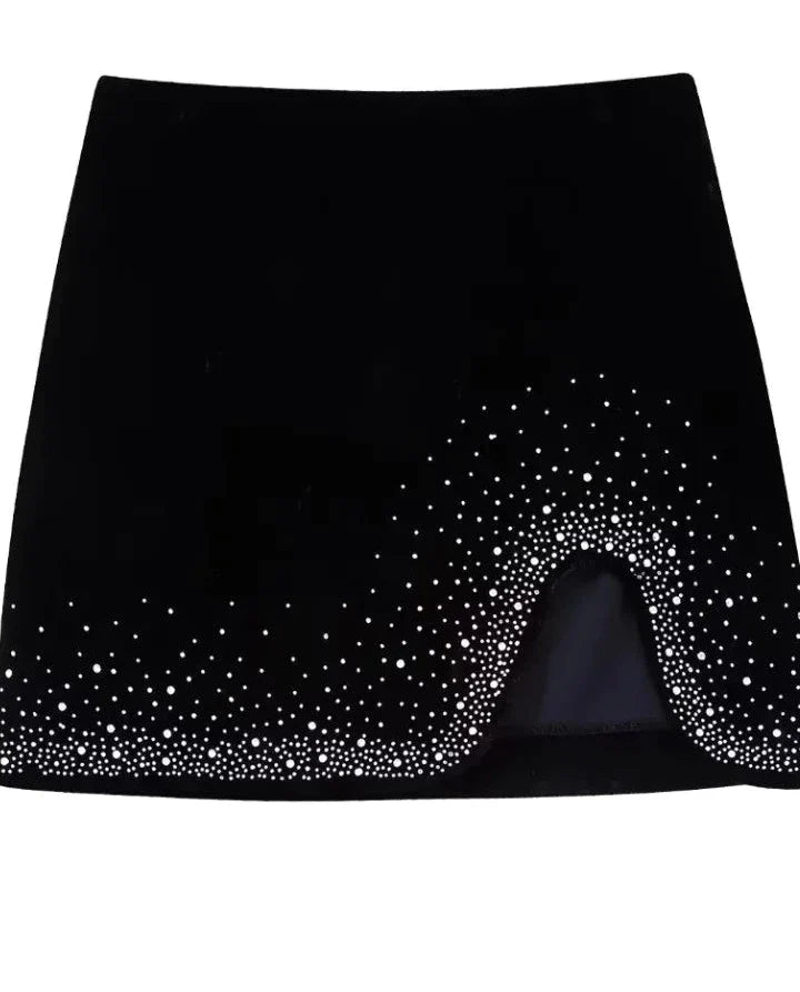 sealbeer A&A Sequined Velvet Mini Skirt