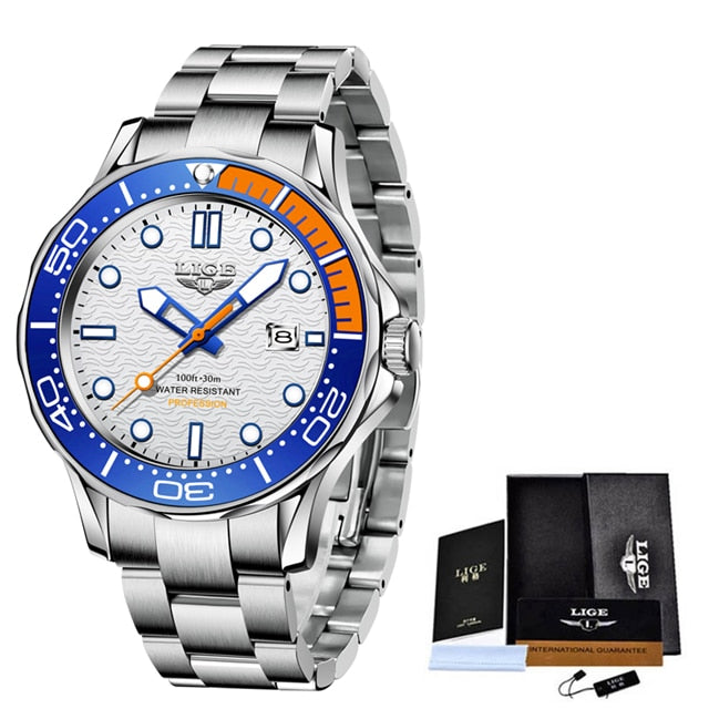 LIGE Men Watch Business Date Watch for Men Luxury Sport Quartz Watches Waterproof Luminous Silicone Wristwatch Relogio Masculino