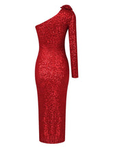 Load image into Gallery viewer, sealbeer A&amp;A Sequin In Vegas One Shoulder Bodycon Maxi Dress